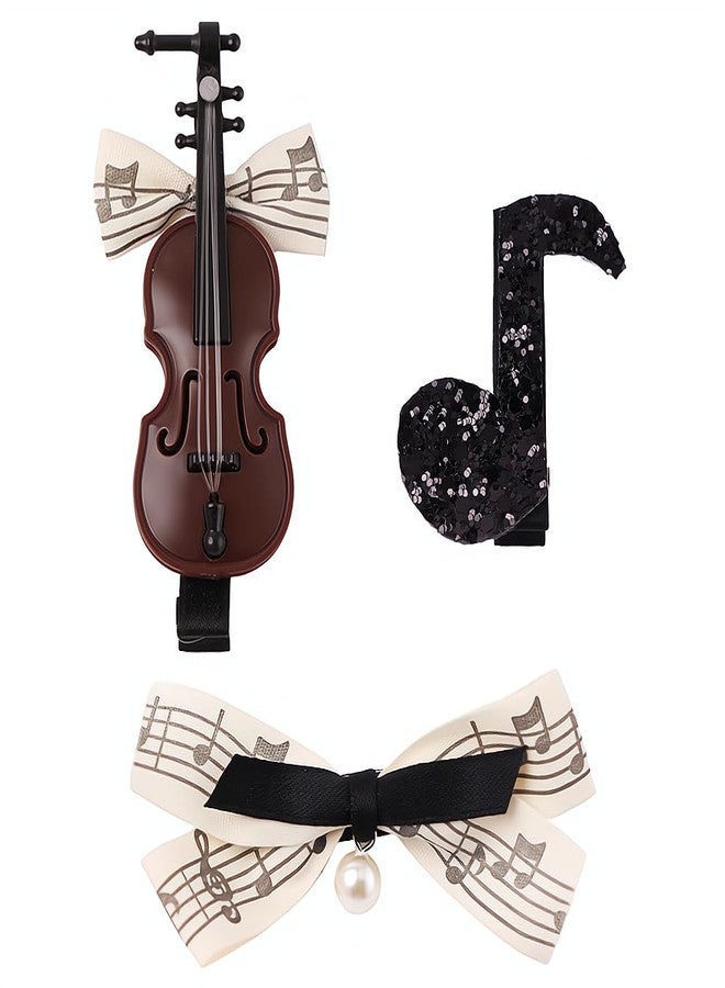 Ximimark 3 pcs Cute Music Style Hair Clips - Decorative Hair Accessories for Music Lovers - Image 1